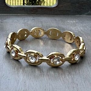 Gold & Rhinestone Bangle Bracelet